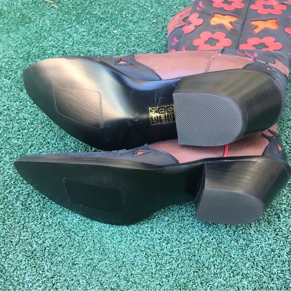 NWT Jeffrey Campbell Looney Patch Western Boot Leather Brown 6.5 - Picture 8 of 14